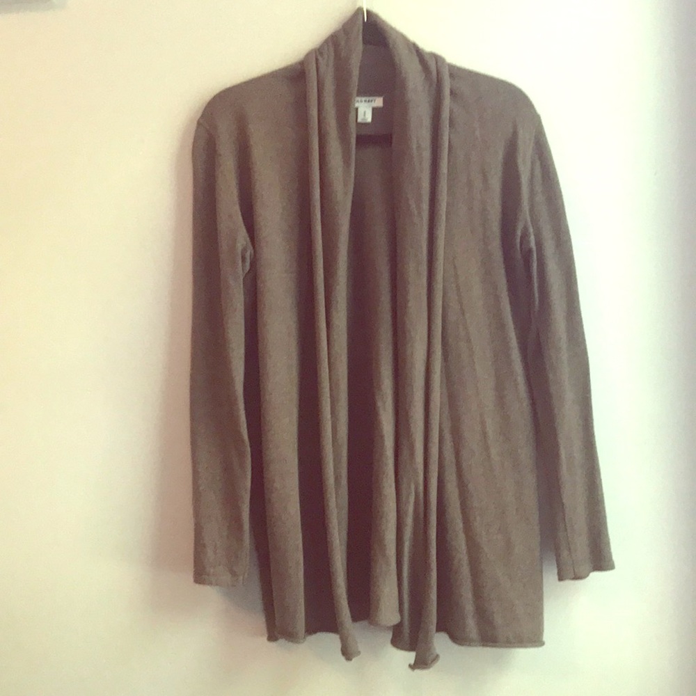 Taupe Open-Front Cardigan